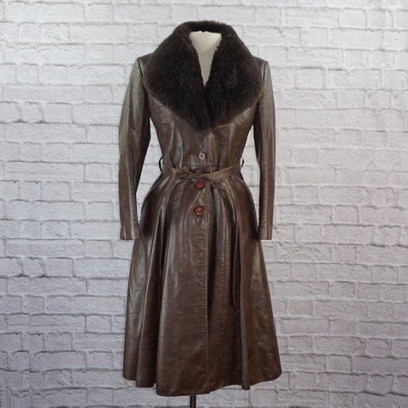 70s fur collar coat